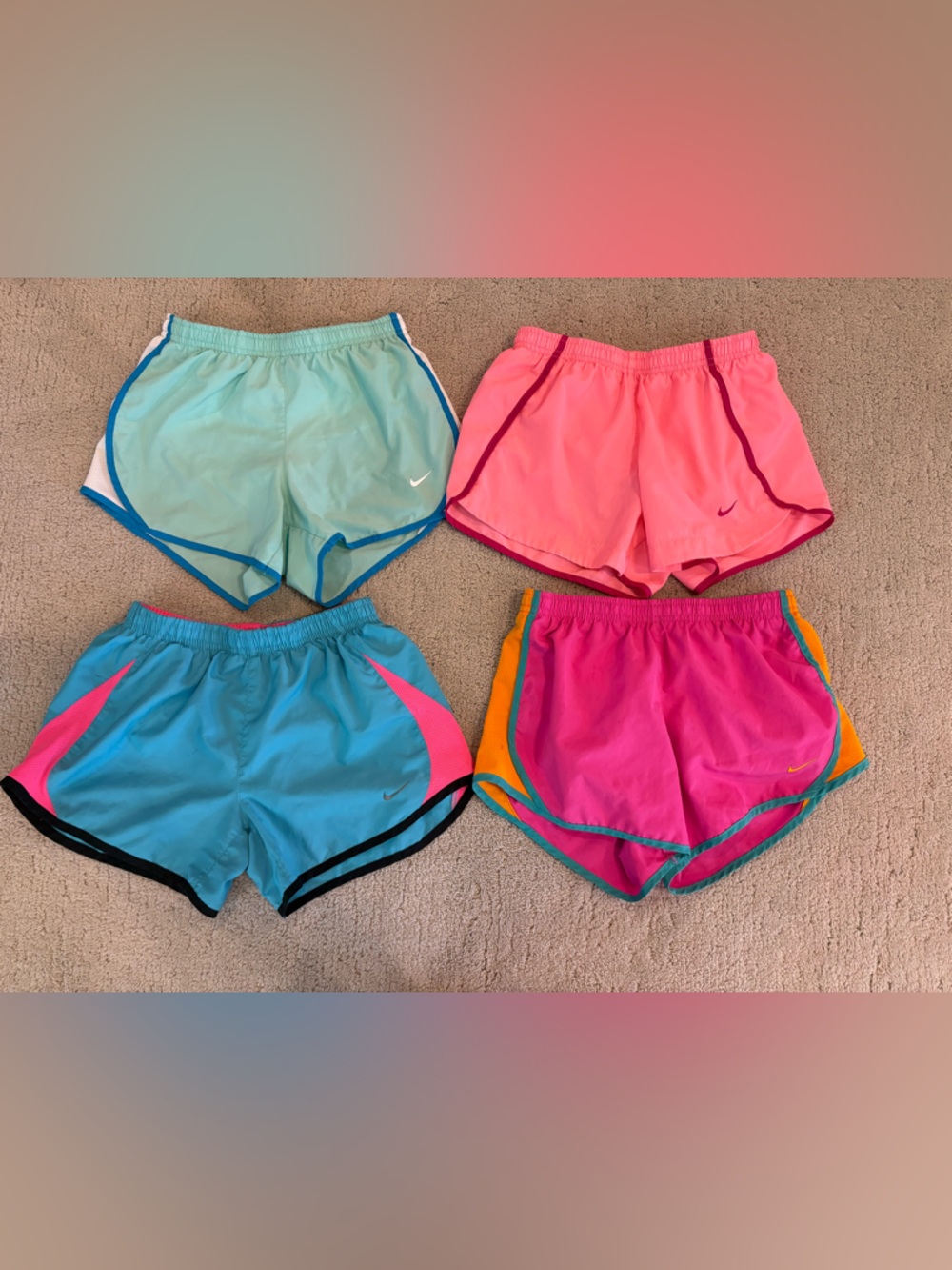 Nike Dri-FIT Assorted Girls' Running Shorts - pink and blue size medium Lot of 4